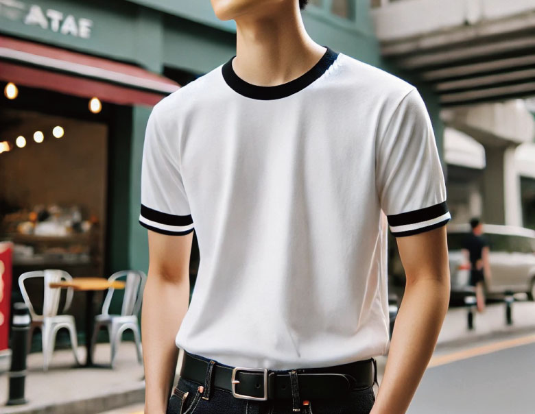 リンガーTシャツを着た人